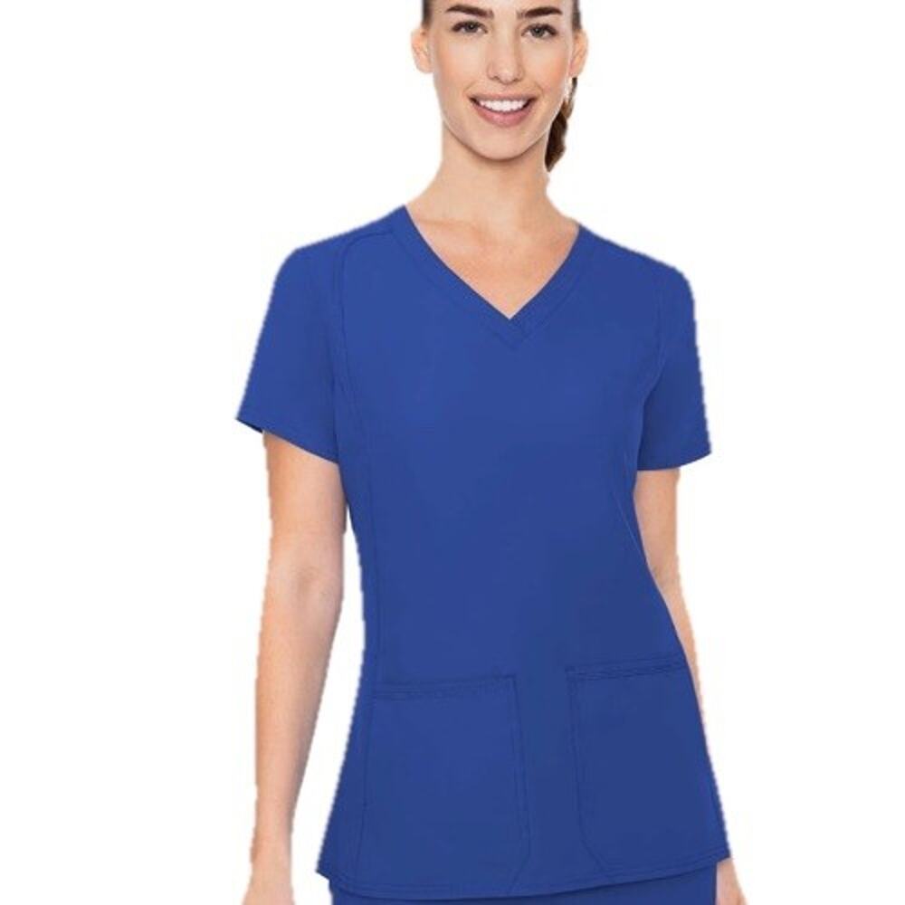 Med Couture Insight Scrub Top Women’s MEDIUM Royal Blue V-Neck Style 2468
